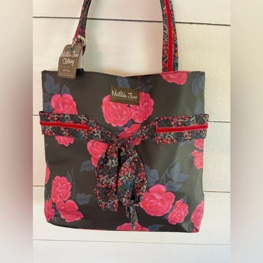 Matilda Jane Heart Strings Black & Pink Tote NWT